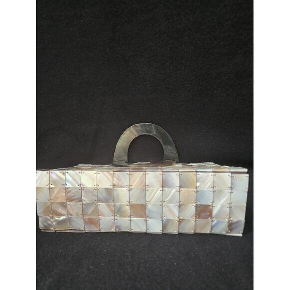 Craft Link Mother Of Pearl Tortoise Shell Handles Evening Bag 5.5" X 8.5" - Picture 3 of 8